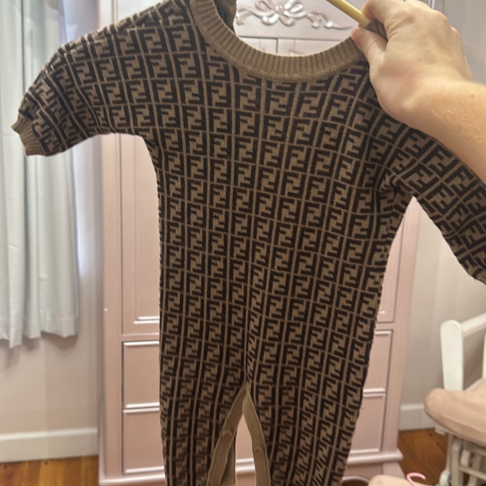 Fendi Brown Monogram Footies One Piece